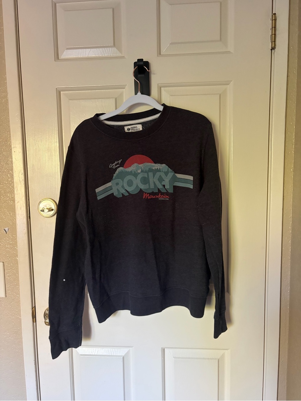 Parks Project Black Crewneck with Retro Mountain Graphic